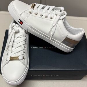 Tommy Hilfiger White and Gold Casual Sneakers